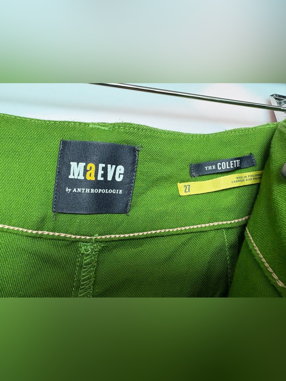 Anthropologie Maeve The Colette Green Linen Blend Wide Leg Pants 27 - Picture 8 of 14